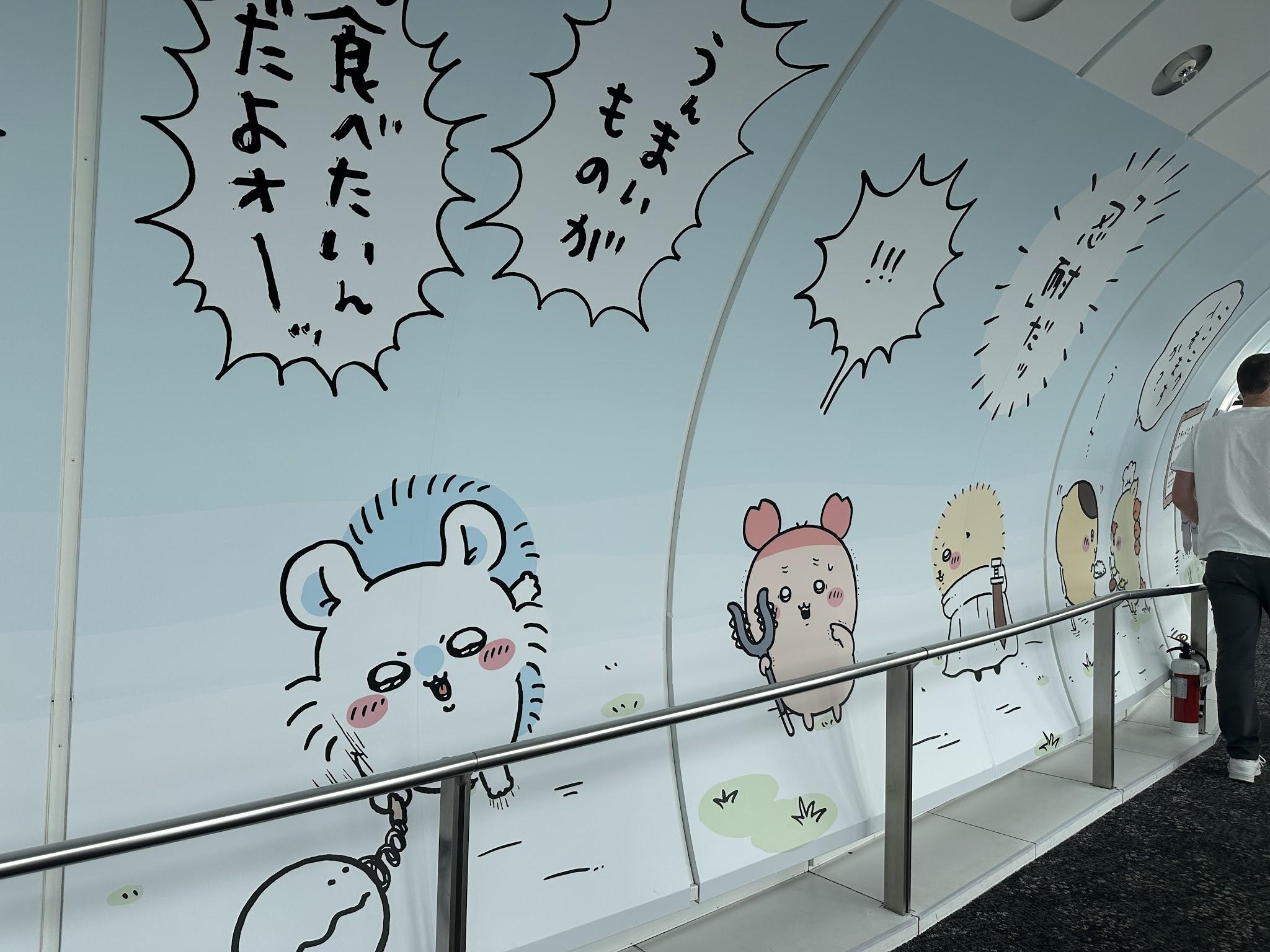ちいかわの漫画シーンを描いた展示